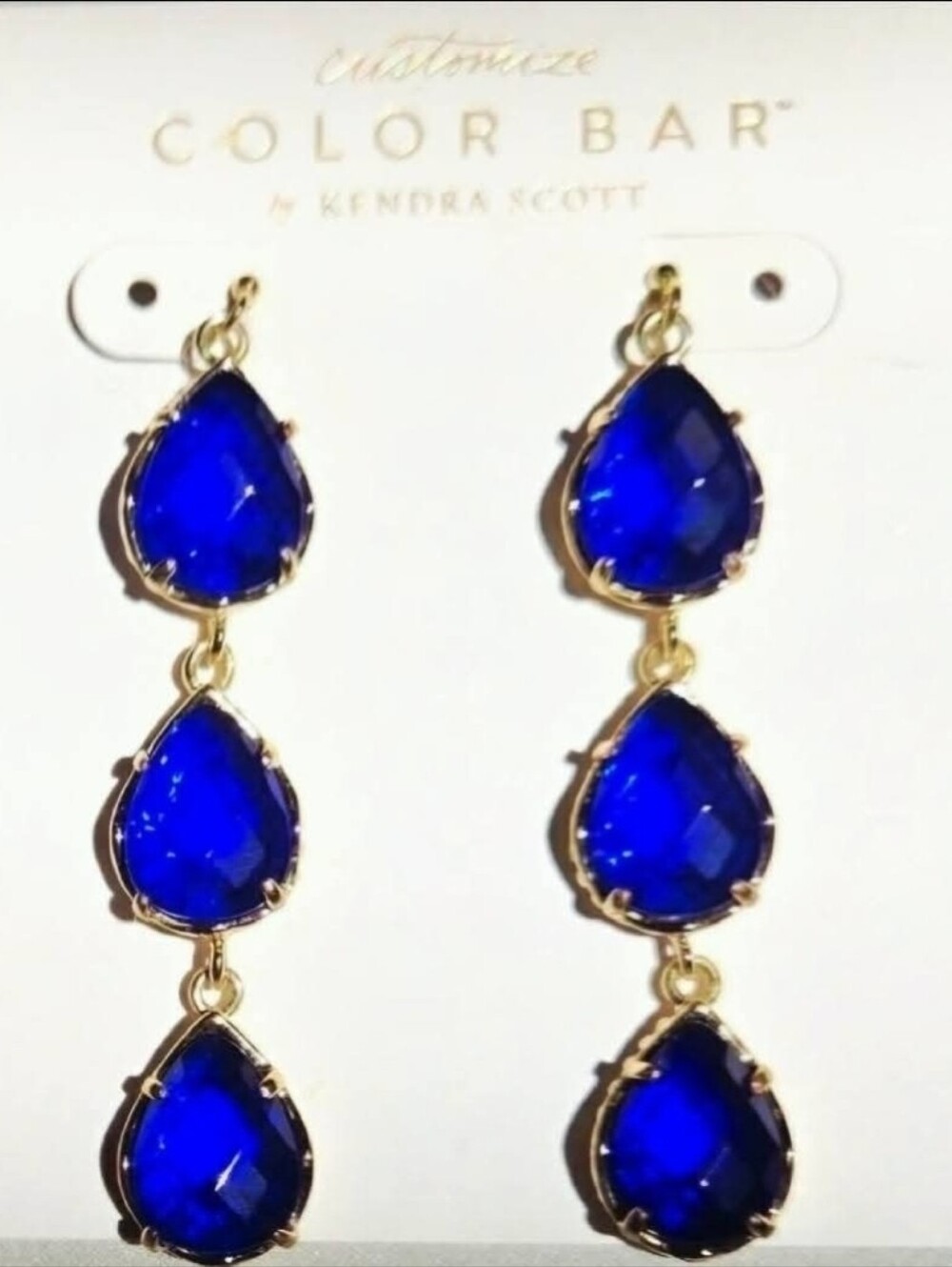 Kendra Scott Vintage Cobalt Blue GLASS Kyla Earrings